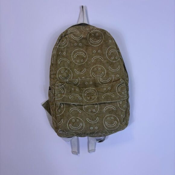 Urban Outfitters Brownish Green Smiley Face Backpack - Picture 1 of 8
